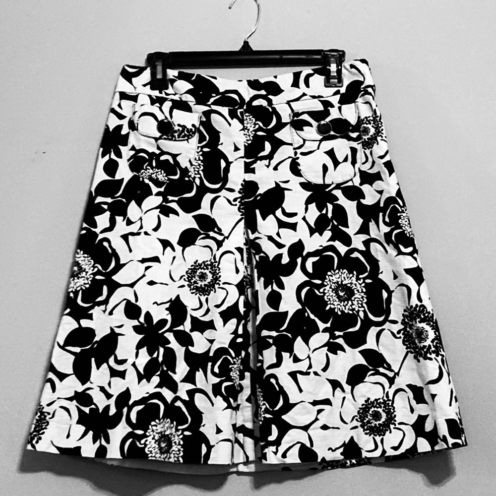 Merona Black and White Floral A-Line Skirt